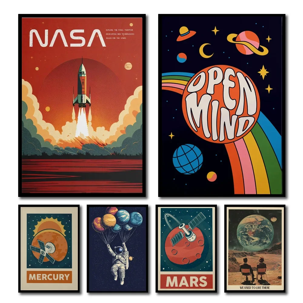 1pc 레트로 태양계 행성 공간 우주 비행사 캔버스 벽 - Star Map Poster 리뷰 및 가격